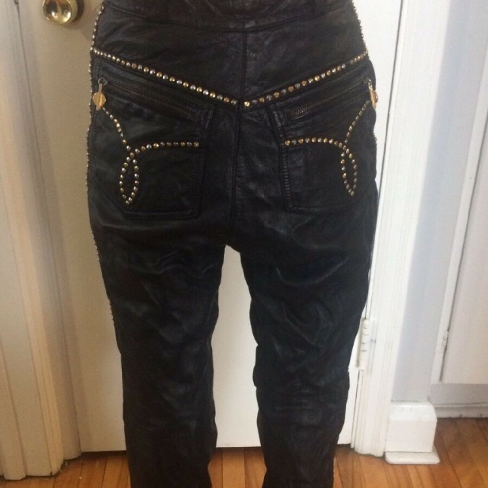 Vintage Versace Studded Leather Pants